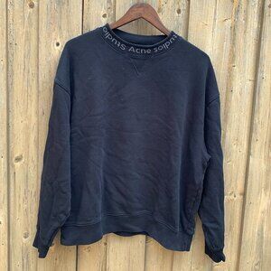 2015 Acne Studios Black Cotton Flogho Logo Sweater Medium